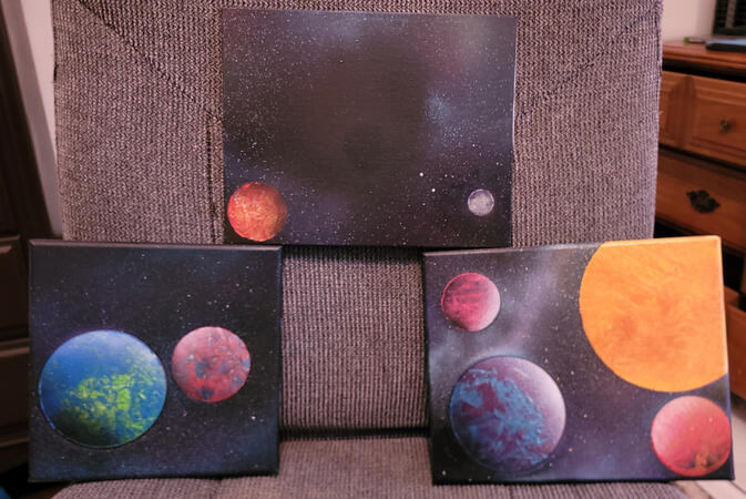 Galactic Spray Paint Canvases